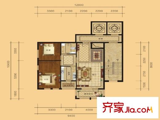 七一陽光新城2室2廳1衛(wèi)1廚104.65平 2室2廳1衛(wèi)1廚