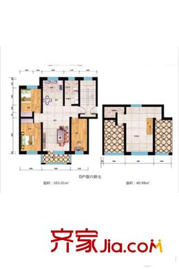 天佑?桃源新城D戶型 六躍七 兩室兩廳一衛(wèi) 103.01平方米 2室2廳1衛(wèi)1廚