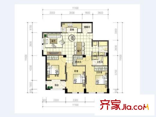 新大地御景3室2廳1衛(wèi)1廚128.28平 3室2廳1衛(wèi)1廚