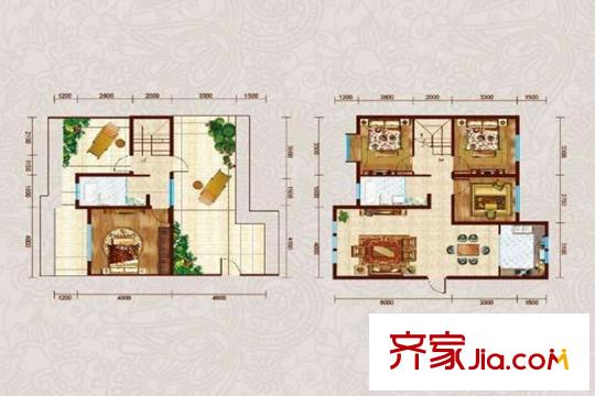 溪語原筑E6四室兩廳一廚兩衛(wèi)（復(fù)式）142.03平米 4室2廳2衛(wèi)1廚