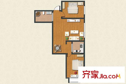 長生?馨和園H戶型兩室兩廳一衛(wèi)一廚92.95平 2室2廳1衛(wèi)1廚
