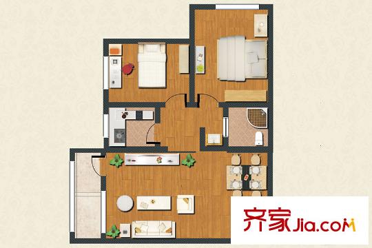 長生?馨和園E戶型兩室兩廳一衛(wèi)一廚92.07平 2室2廳1衛(wèi)1廚