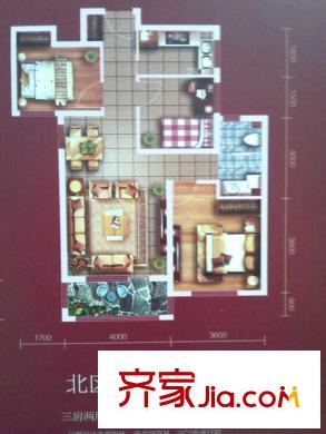 和諧丁香園B戶型三室兩廳一廚一衛(wèi)98平米 3室2廳1衛(wèi)1廚