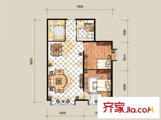 文澤苑兩室兩廳一衛(wèi)一廚86平米 2室2廳1衛(wèi)1廚
