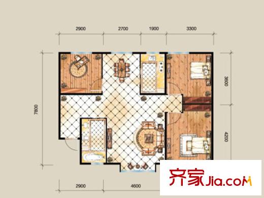 文澤苑三室兩廳一衛(wèi)一廚110平米 3室2廳1衛(wèi)1廚