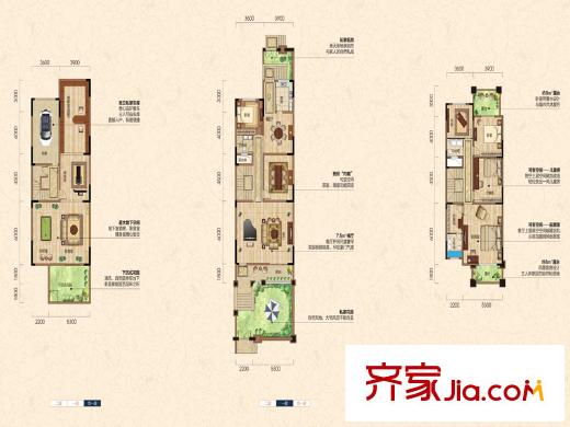 金科股份廊橋水鄉(xiāng)別墅D中戶228.06平6室6廳3衛(wèi)1廚 6室6廳3衛(wèi)1廚