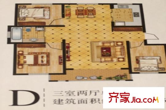 一品尚都D戶型 三室兩廳一衛(wèi) 103-104.5平方米 3室2廳1衛(wèi)1廚