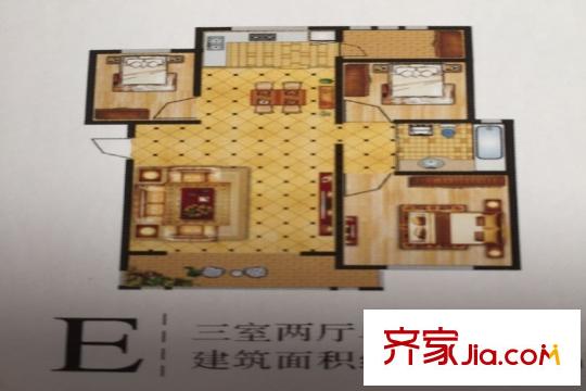 一品尚都E戶型 三室兩廳一衛(wèi) 109-111平方米 3室2廳1衛(wèi)1廚