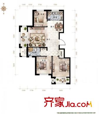 雅山新天地三期F1戶型3室2廳1衛(wèi)125.87平 3室2廳1衛(wèi)1廚