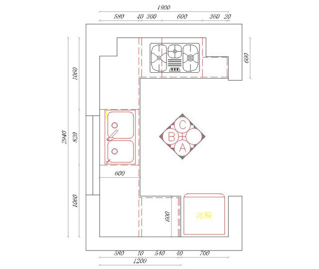 建材 家装主材 厨房用品 橱柜 定制橱柜 洋润橱柜专营店  房型图 案例