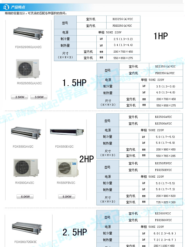 大金中央空调 一拖一 全包价7800 1p风管机 分体式 开票联保