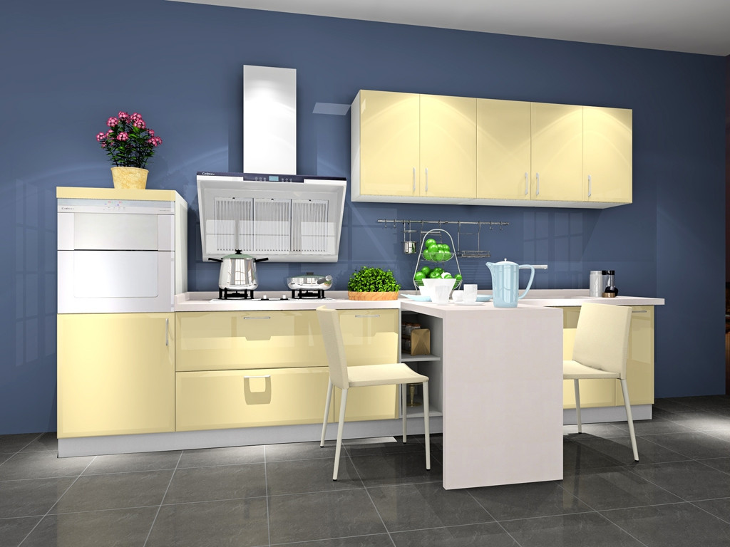 美琦丽整体橱柜-UV烤漆板+垂直上下柜+石英石