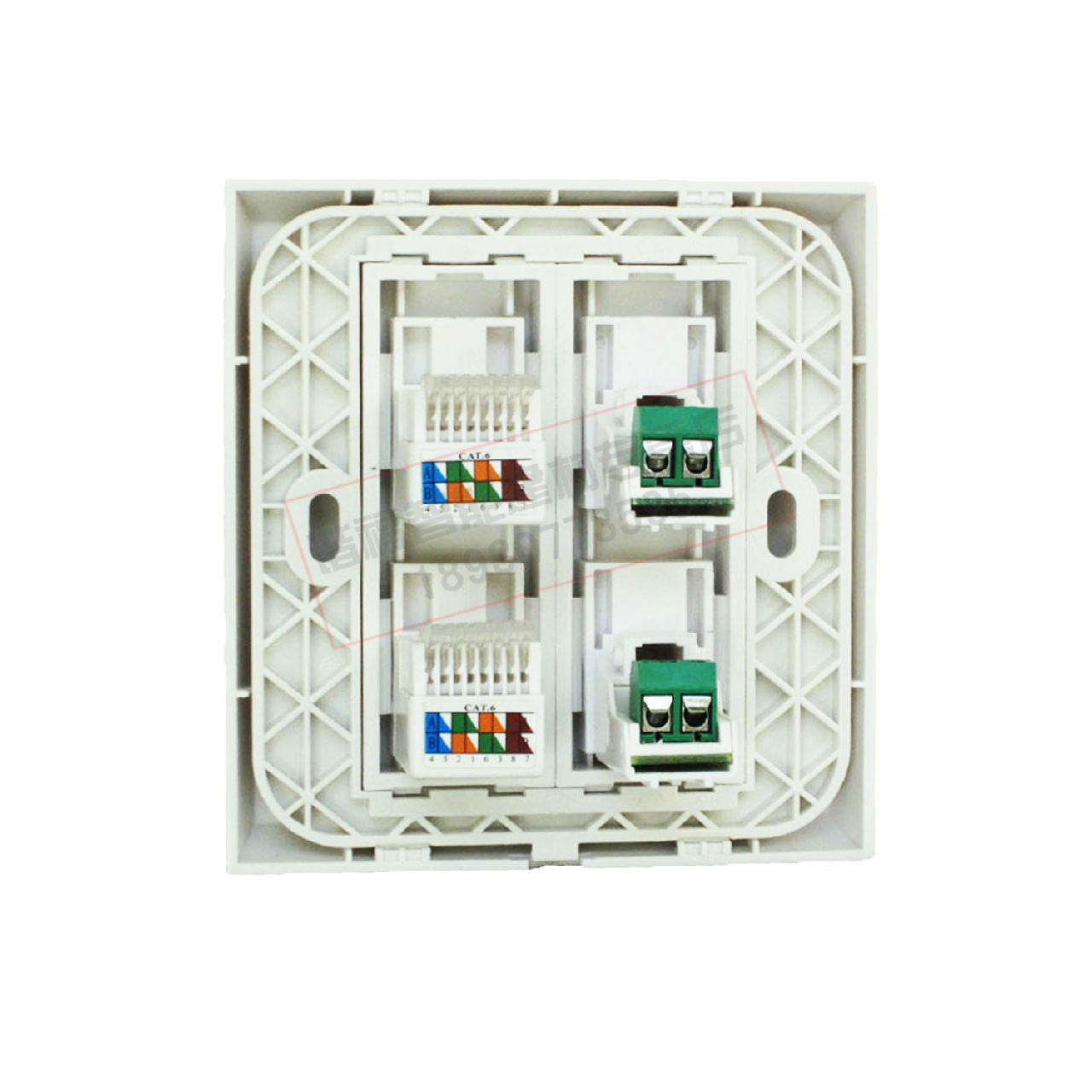 (双口电话+双口网络)弱电面板插座 带防尘盖 免