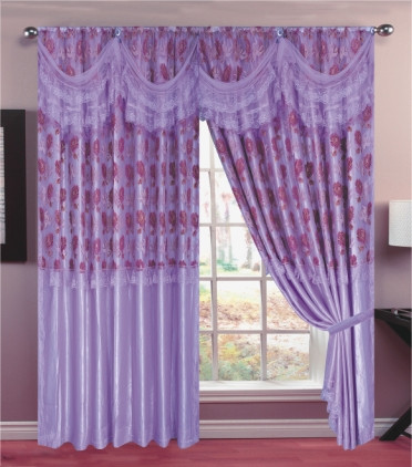 【青晓软装】拼缝蕾丝大牡丹窗帘韩式田园 布