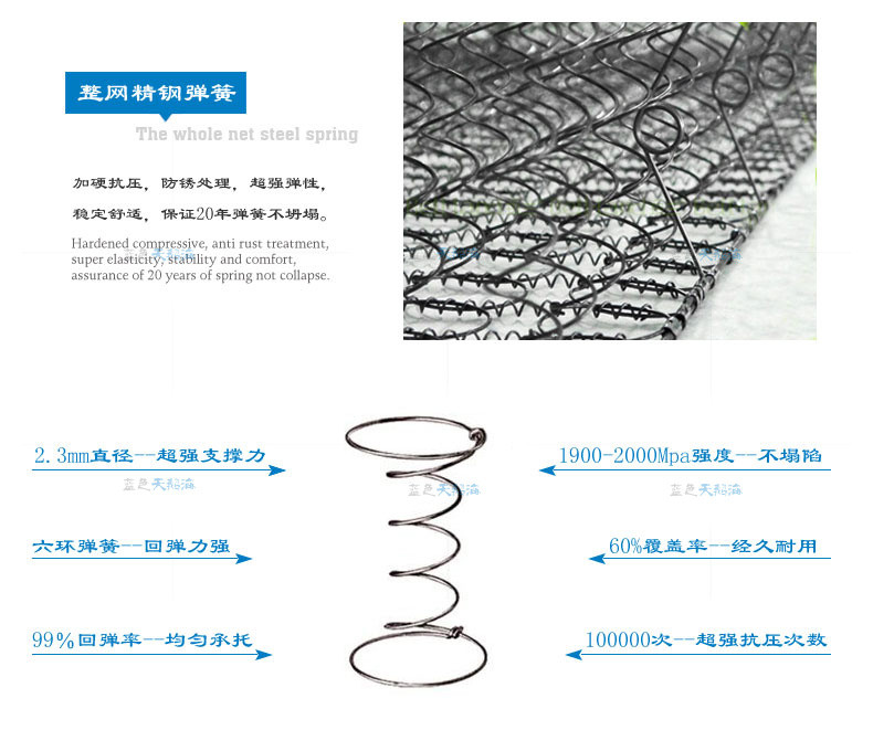 天然乳胶床垫 精钢弹簧床垫 椰棕软硬两用 席梦思-爱尔兰海