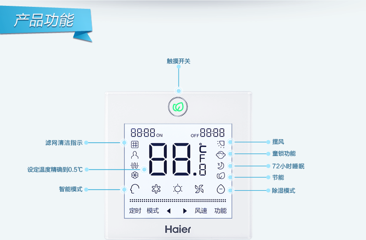 Haier\/海尔 触摸屏线控器YR-E19(智尊系列PAA