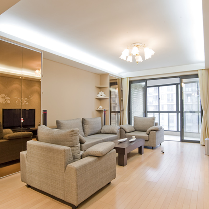 二居室装修,80平米装修,10-15万装修,客厅,现代简约风格,沙发背景墙,米色