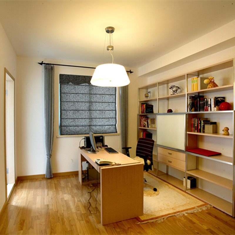 简约风格,三居室装修,10-15万装修,140平米以上装修,书房,书架,书桌,原木色
