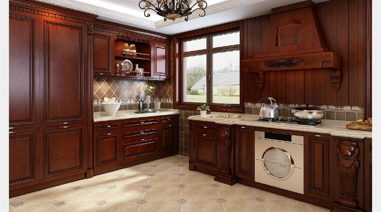 京派 整体定制橱柜 实木复合 欧式 金刚石台面