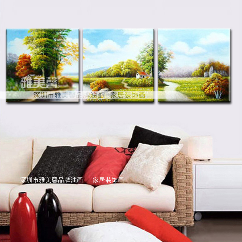 雅美馨 手工油画立体无框有框组合风景手绘 油画