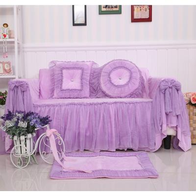 花开木木 紫色粉色毛绒纯色单人座沙发韩式 沙发罩