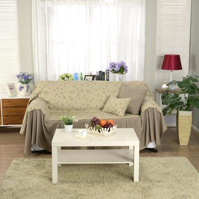 艾沫 花朵+条纹下摆布植物花卉草沙发巾三人座沙发田园 沙发罩