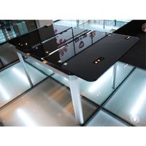 黑色金属组装铝合金玻璃支架结构艺术长方形简约现代 餐桌