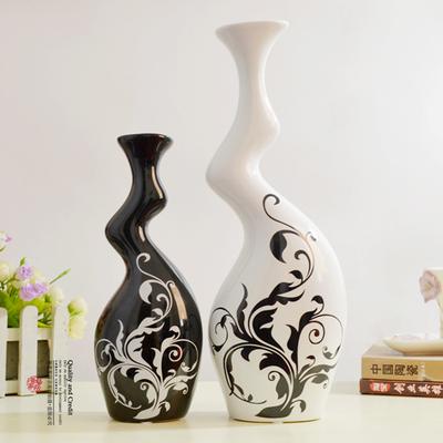 恒瓷美 大白小黑大黑小白陶瓷台面花瓶简约现代 花瓶