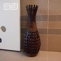 竹编落地花瓶美式乡村 花瓶