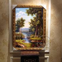 欧式雕花实木框立体有框风景手绘 油画