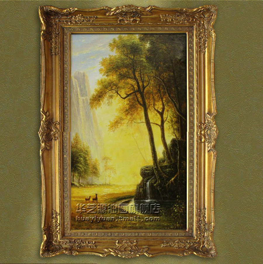 华艺源 平面有框单幅（竖版）风景手绘 古典风景14油画
