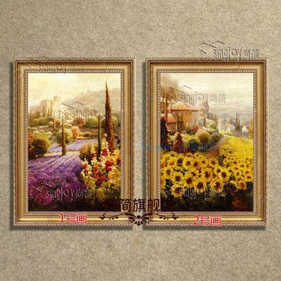 尚简 高档金色实木外框有框植物花卉手绘 油画