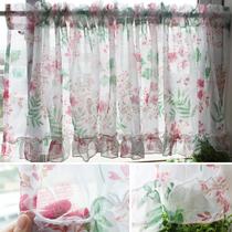 装饰+半遮光荡度植物花卉穿杆帘田园 窗帘