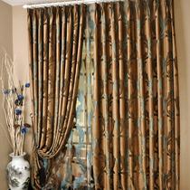 布装饰+半遮光平帷雪尼尔绒植物花卉普通打褶新古典 窗帘
