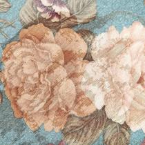 蓝色布帘+纱帘遮光平帷涤纶植物花卉美式乡村 窗帘