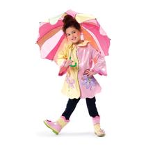 粉黄色手动锦纶雨伞长柄伞儿童 遮阳伞