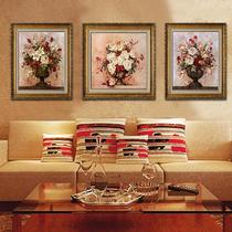 A平面花纹金框+麻布框有框单幅价格植物花卉喷绘 装饰画