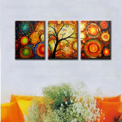 麦画 发财树立体无框组合抽象图案手绘 M1363油画