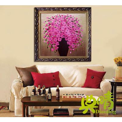 典睛 粉红色无框有框单幅植物花卉手绘 油画