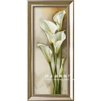 实木框平面有框单幅植物花卉手绘 油画
