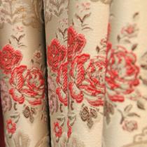 布装饰+半遮光混纺植物花卉几何图案欧式 窗帘