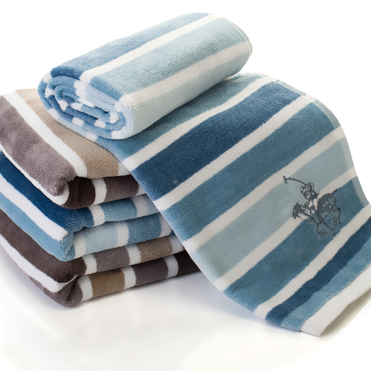 圣大保罗 棕条纹蓝条纹纯棉5s-10s面巾男 毛巾