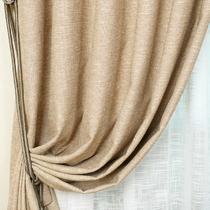 布装饰+半遮光平帷麻涤纶纯色普通打褶简约现代 窗帘