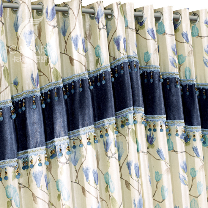卡纳瑞 布帘+纱帘装饰+半遮光竹炭麻植物花卉草叶子地中海 窗帘