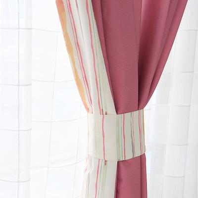 吉屋 布装饰+半遮光涤纶人造纤维条纹纯色简约现代 窗帘