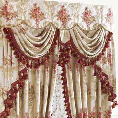 卡纳瑞 布帘+纱帘装饰+半遮光高精密浮雕面料欧式植物花卉 窗帘