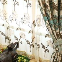 布帘+纱帘装饰+半遮光平帷荡度涤纶混纺植物花卉叶子喜庆明清古典 窗帘