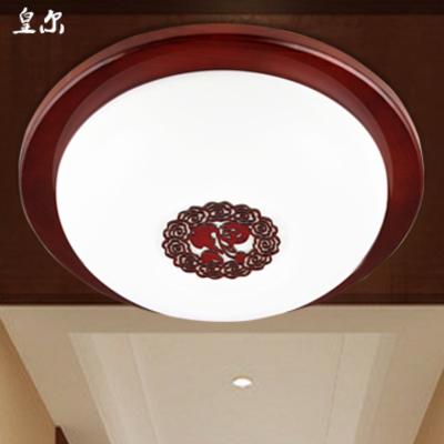 皇尔 PVC木现代中式镂空雕花圆形节能灯 吸顶灯