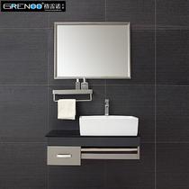 不锈钢含带配套面盆玻璃台面E0级简约现代 浴室柜