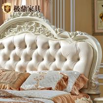 象牙白优质黄牛皮橡木组装式架子床欧式雕刻 床